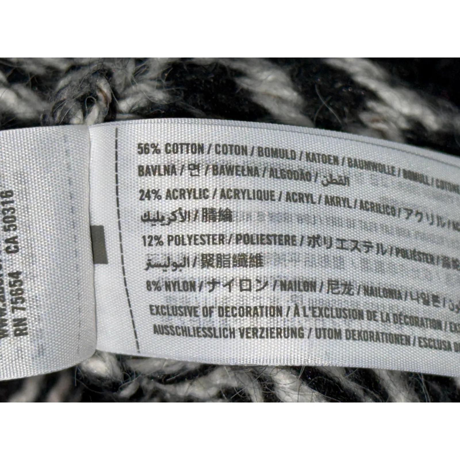 Abercrombie & Fitch Black White Fair Isle Knit Long Sleeve Sweater Dress Women M - Image 4