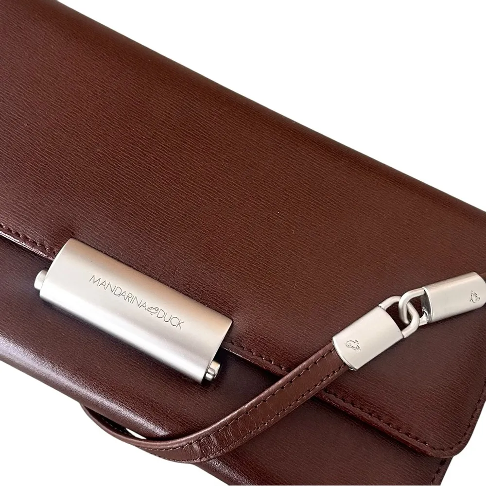 Mandarina Duck Textured Leather Crossbody Bag Brown - Image 3