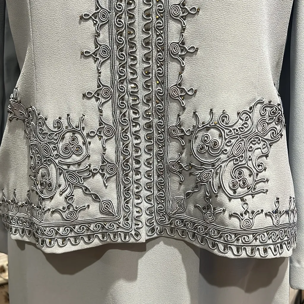 DONNA MORGAN Blue 2pc Maxi Cocktail Suit/Wedding Embellished Size 8 - Image 4