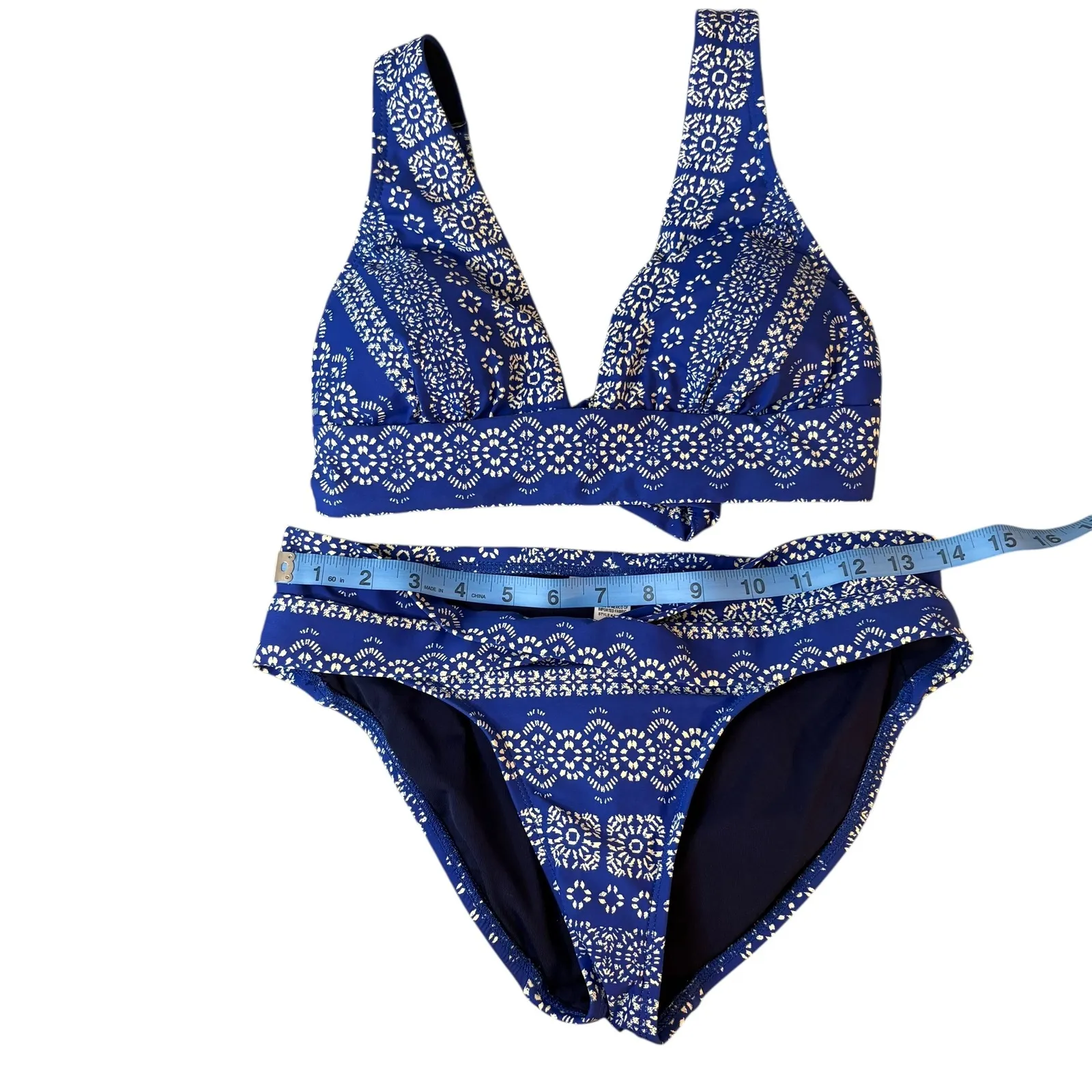 Robin Piccone Isla Bikini in cornflower blue. Floral‎ Print Tie Back Swim Top S - Image 7