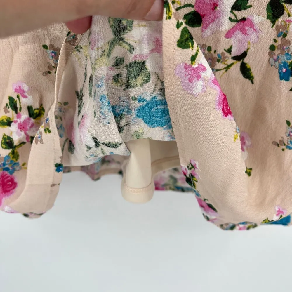 VYLETTE Babydoll Floral Mini Dress Sz XS Tan Y2K Square Neck Dainty Milkmaid - Image 9