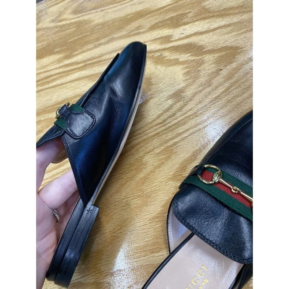 Gucci Princetown Slippers Women's 6.5 Black Leather Slip-On Walking Shoes L1 - Image 12