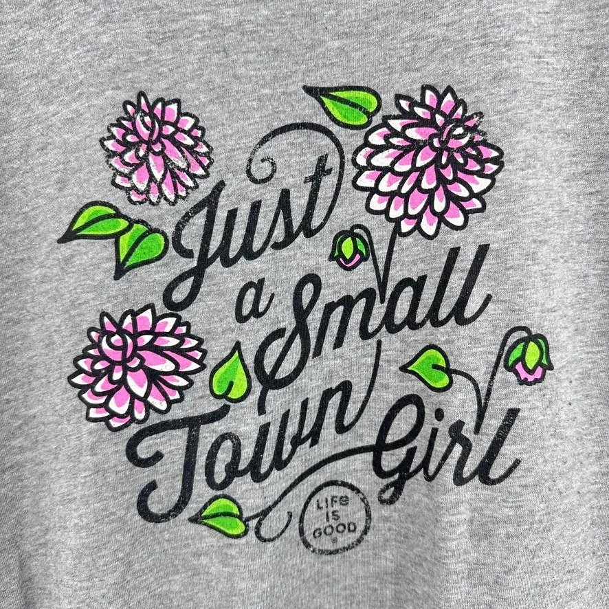 Life is Good Crusher Tee Just a Small Town Girl Gray Graphic T-Shirt Women's Med - Image 2