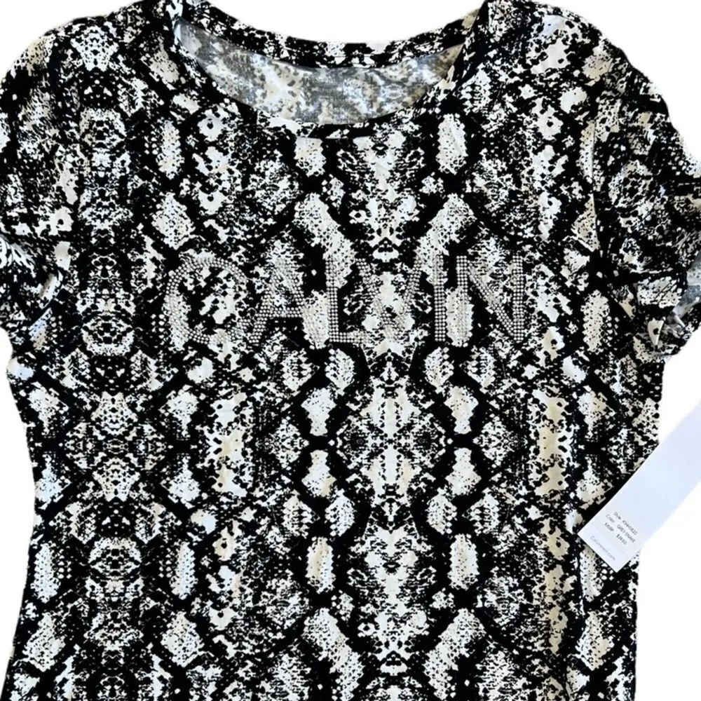 Calvin Klein Black And White Short Sleeve Shirt Blouse Size Medium NWT - Image 2