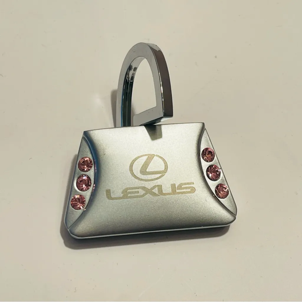 Lexus Swarovski Crystal Silver Pink Crystals Purse Key Ring Keychain - Image 4
