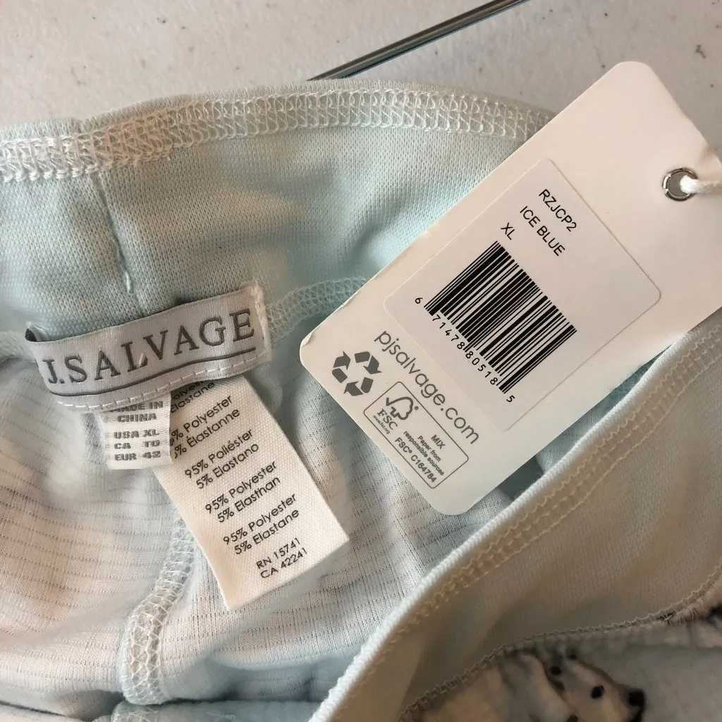 PJ Salvage Womens Ice Blue Polar Bear Stretch Jogger Lounge Pants Soft XL - Image 6