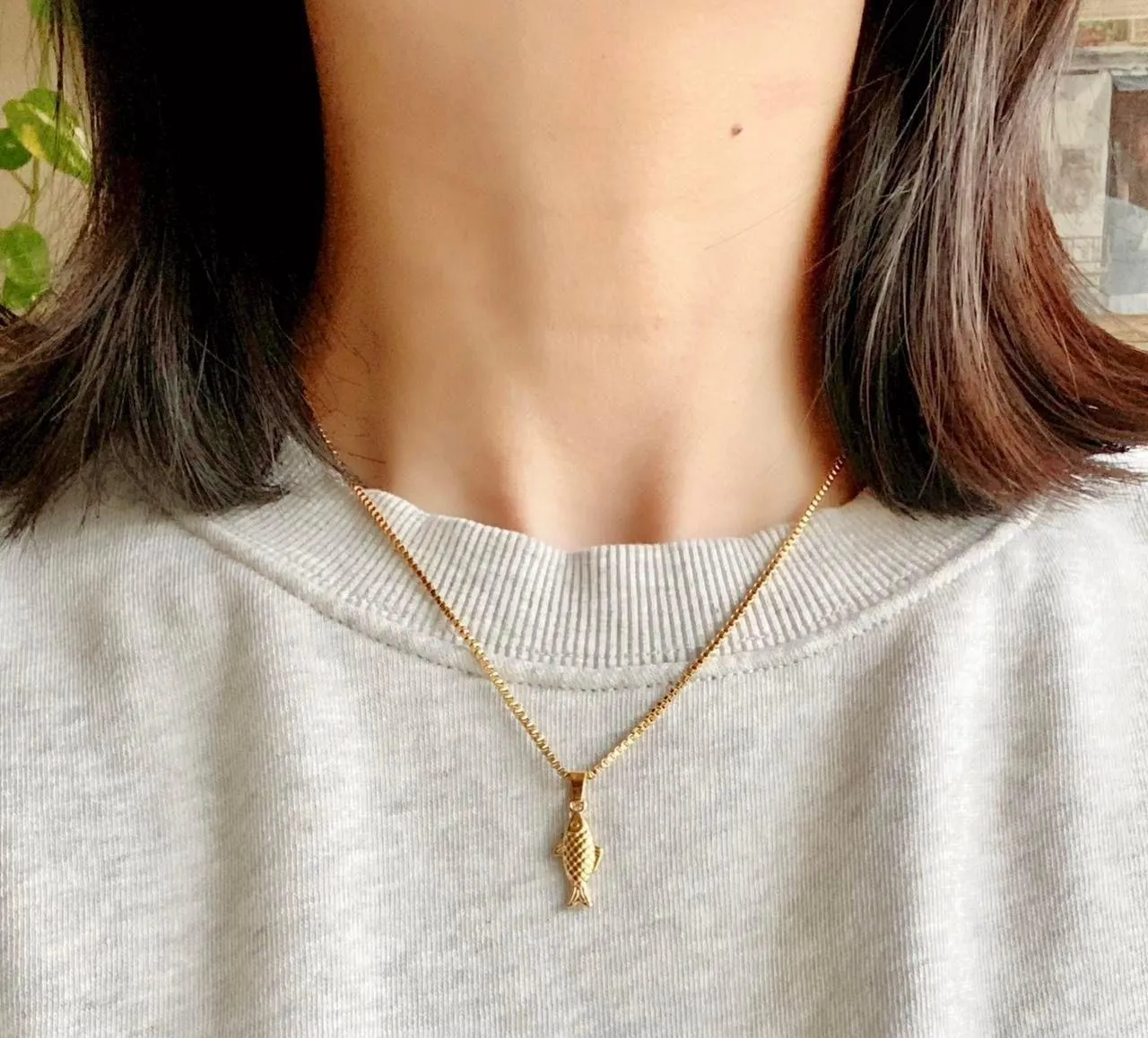 gold tone fully stainless steel fish boho funky chic simple necklace🌀🐟 - Image 5