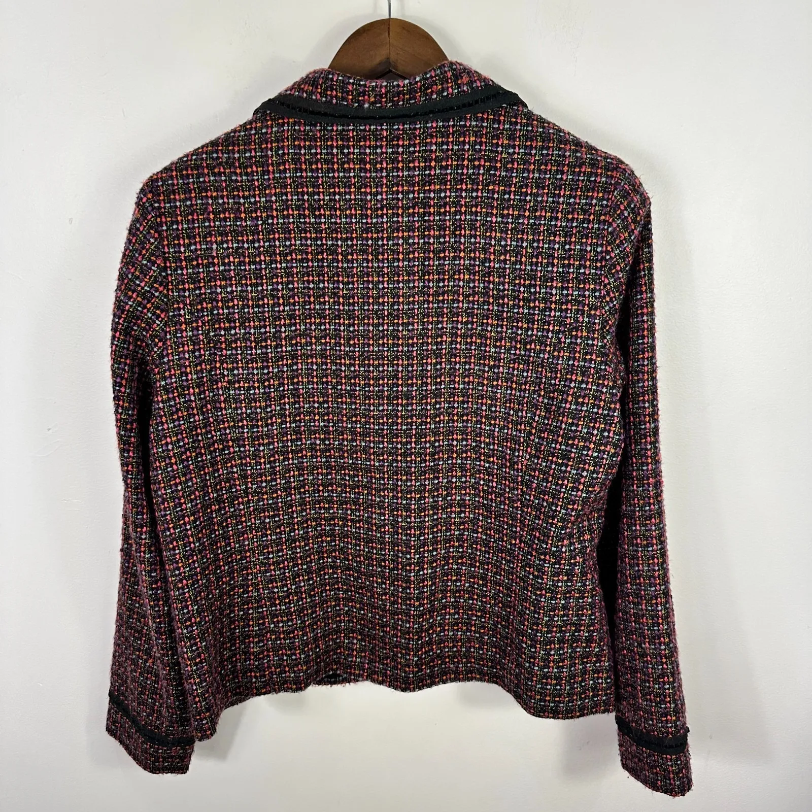 Cynthia Max Blazer Womens PL Black Multicolor Tweed Boucle Mod Preppy Statement - Image 8