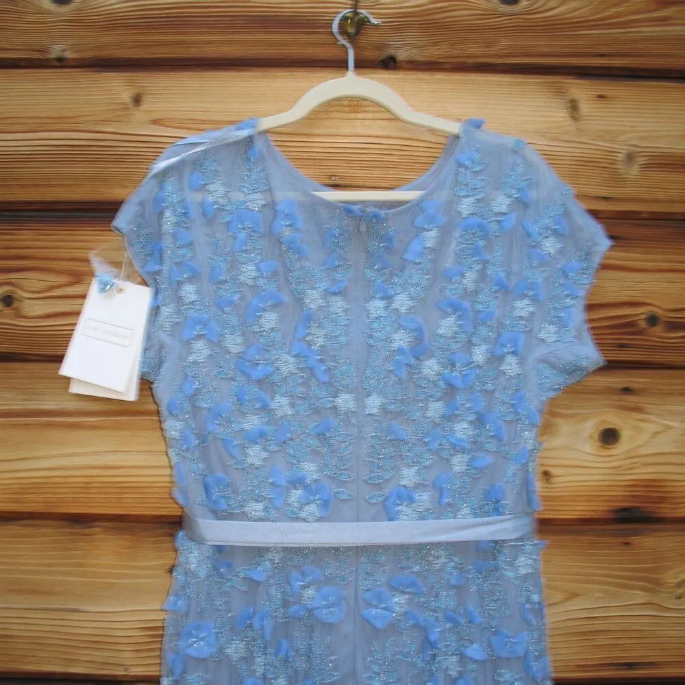 MAC DUGGAL 14521 Blue Floral Embellished Short Sleeve Mesh Gown Dress - Image 13