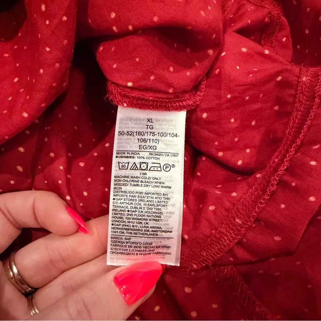 GAP Women's XL Peasant Style Rust Red Polka Dot Printed Midi Dress Size XL - Image 8