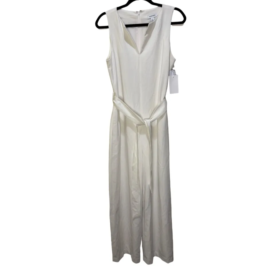 Nordstrom Tie Waist Wide Leg Sleeveless Jumpsuit - Ivory S - Image 2