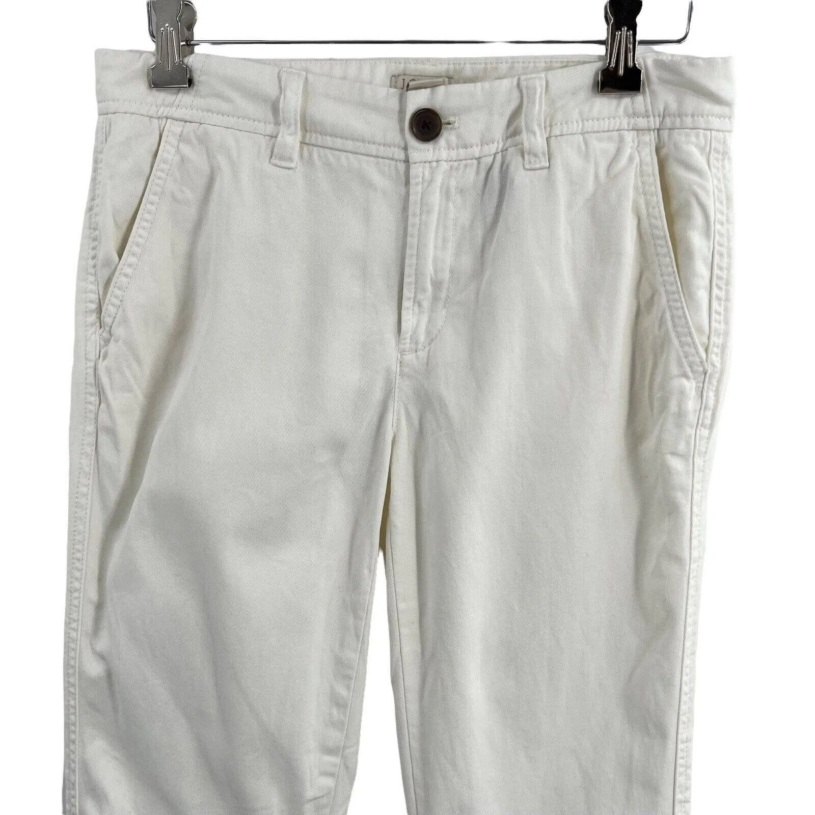 J Crew Factory Women Sunwashed Slim Chino Pants White‎ Size 00 Style F3176 White - Image 2