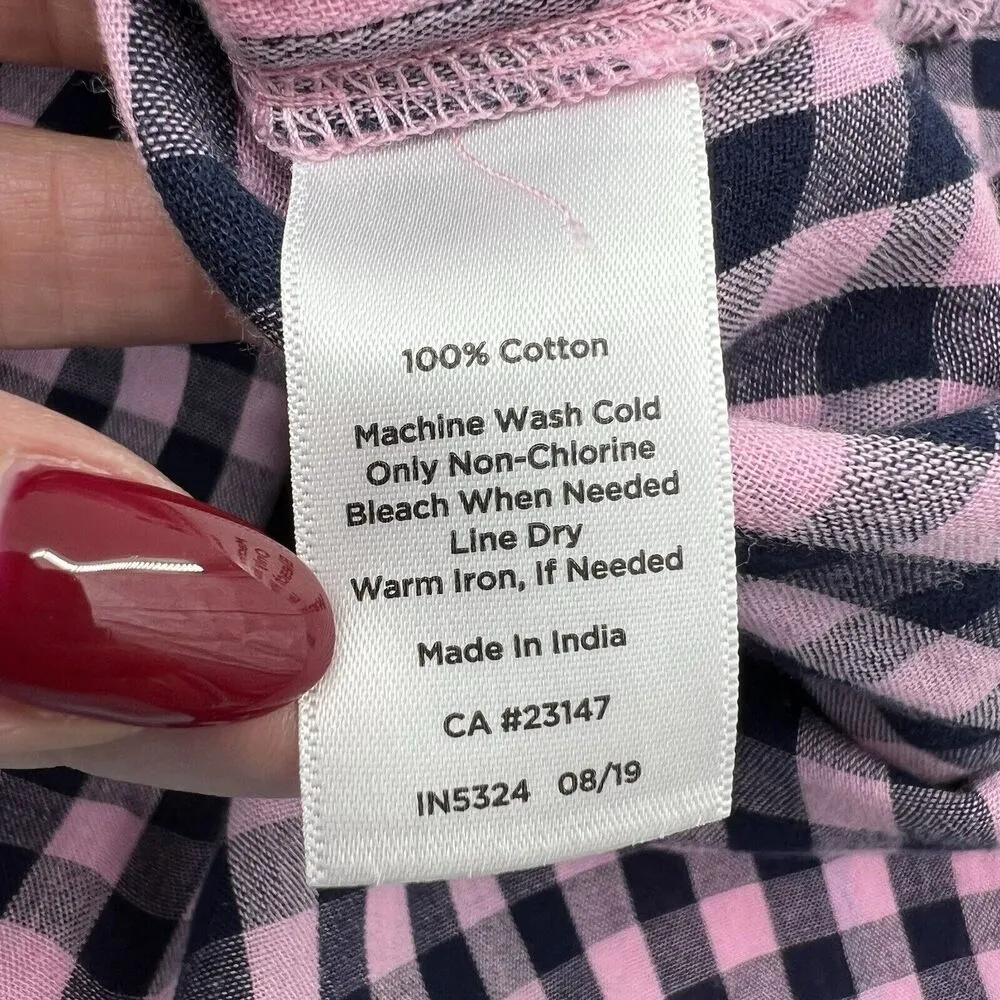 Talbots Size SP Petite Button Up Shirt Classic Cotton Pink Plaid Long Sleeve - Image 8