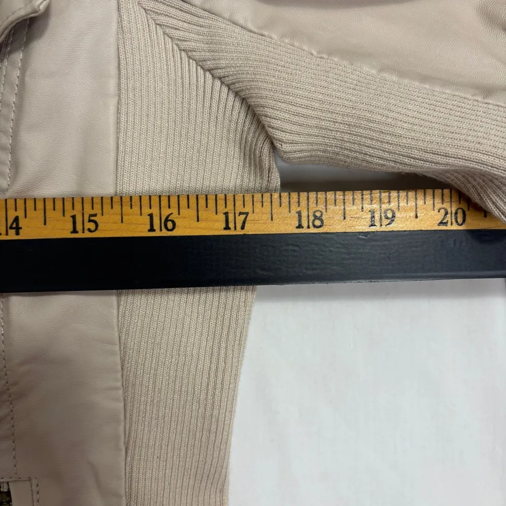 Thread & Supply Motorcycle Jacket Womens M Cream Faux Leather Zip Moto Biker Size M - Image 10