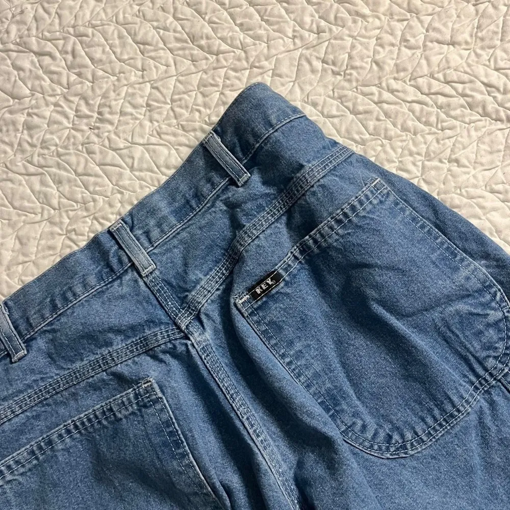 Vintage Key light blue carpenter cotton jeans Made in USA hammer loop tapered Size 32 - Image 2