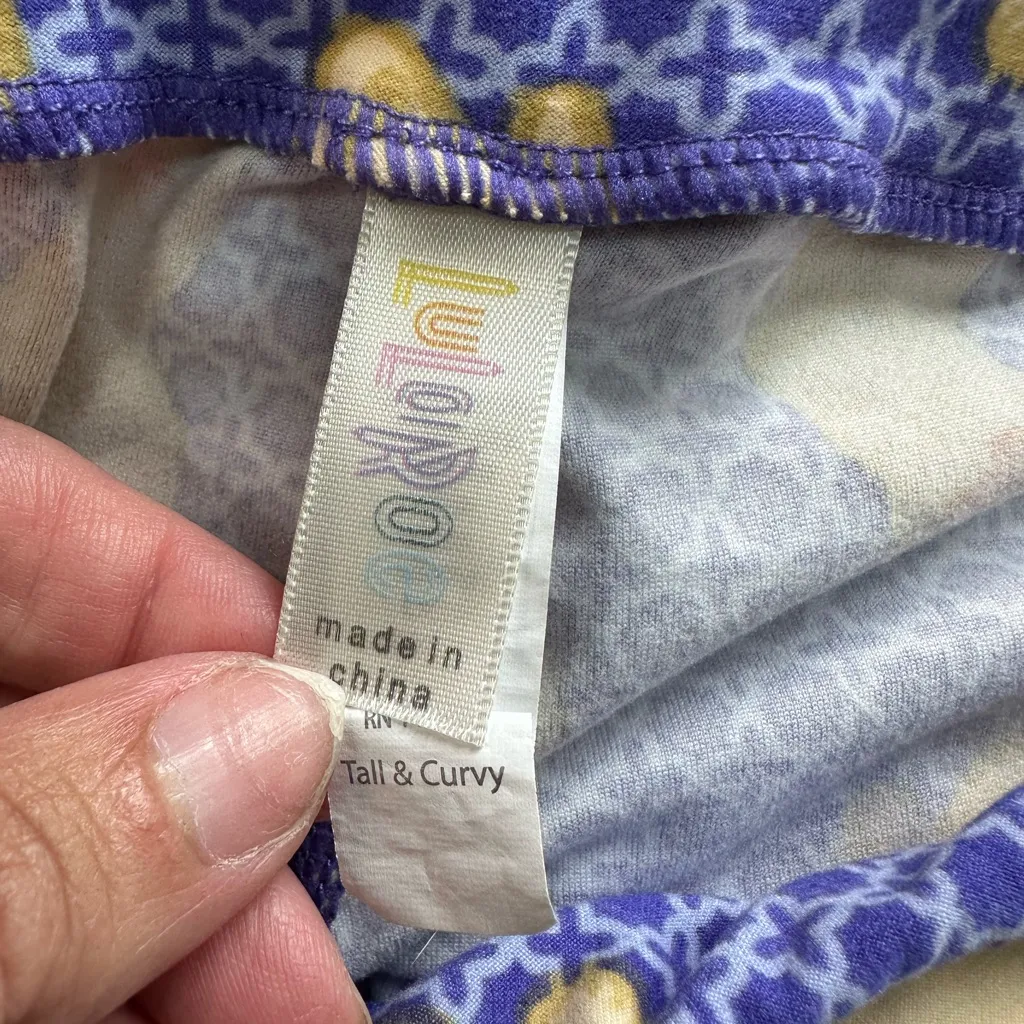 LuLaRoe Purple Blue Cream French Bulldog Puppy Leggings Women’s Plus Size 1X TC - Image 7