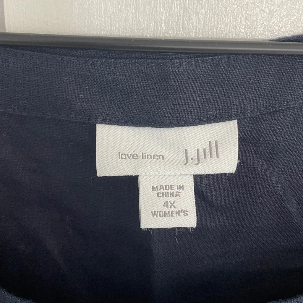 J. JILL Love Linen Sleeveless Crewneck Pocket Shift Dress in Navy Blue Size 4X - Image 10
