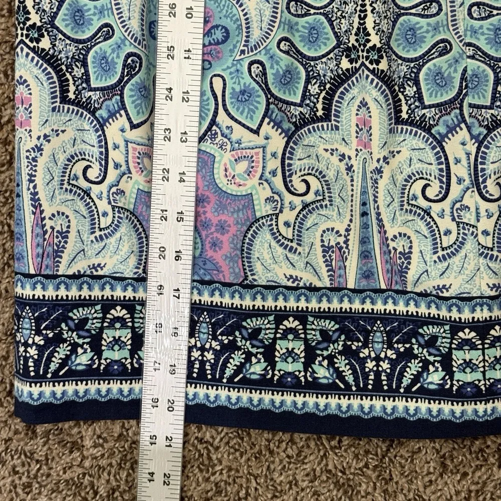 Talbots A-Line Mini Skirt Womens 16P Lavender Blue Paisley Casual Stretch Ladies - Image 7