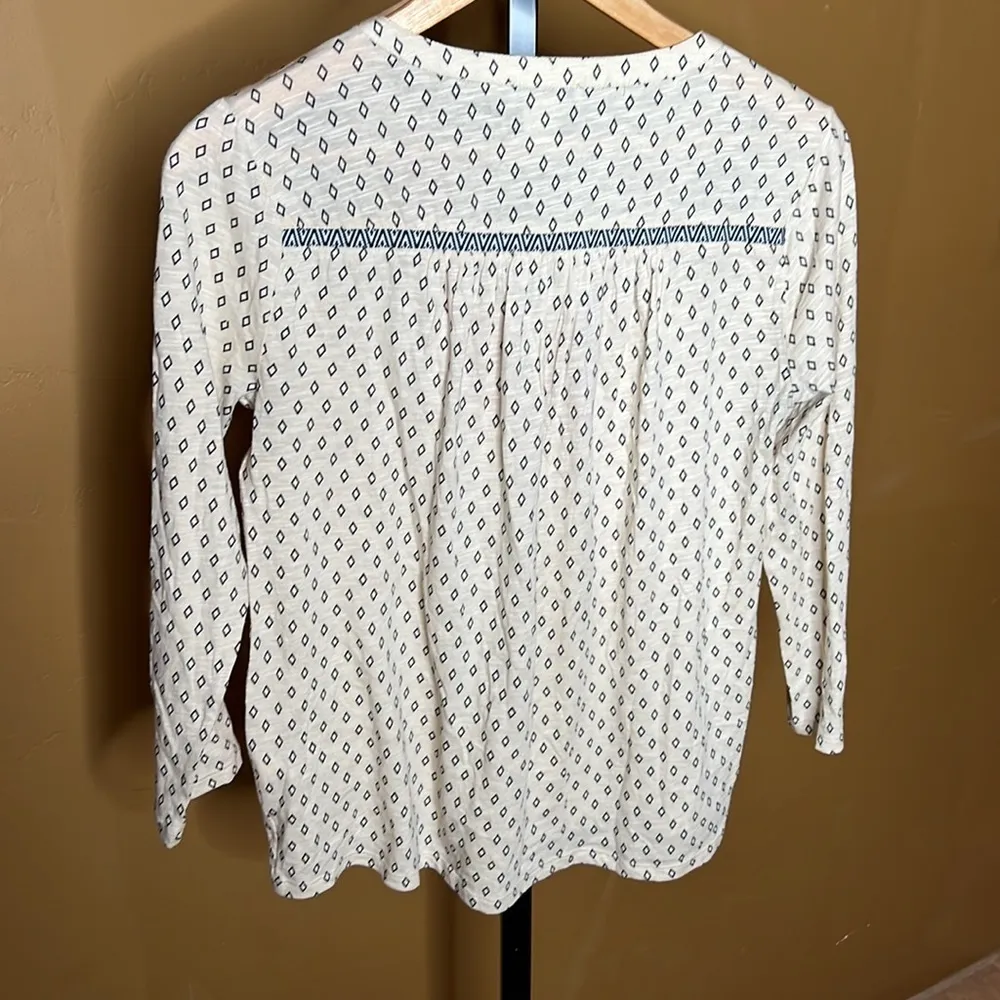 Lucky Brand Womens Boho Diamond Embroidered Top Long Sleeve V-Neck Size XS - Image 7
