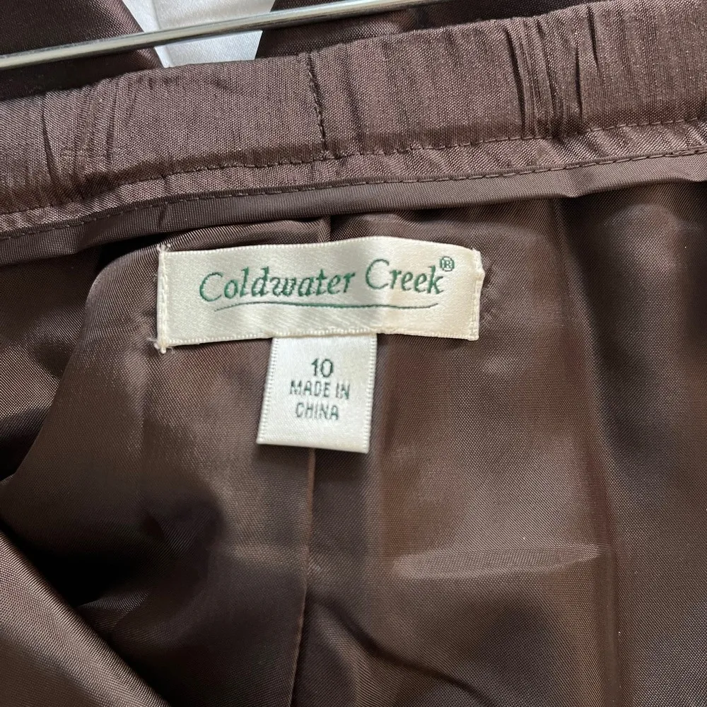 Coldwater Creek Silk Flat Front Side Zip Pants Brown 10 Lined New - Image 13
