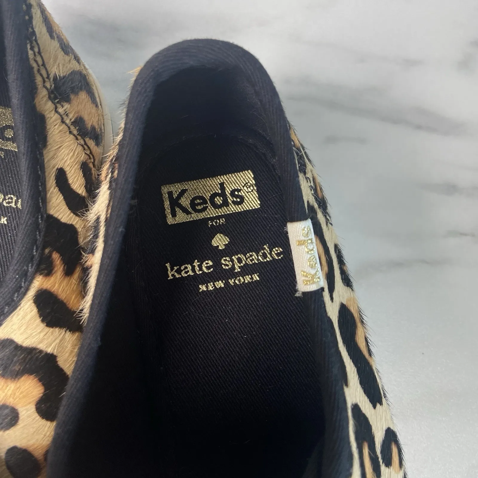 KEDS X KATE SPADE NEW YORK Kickstart Genuine Calf Hair Sneaker Cheetah Print 7.5 - Image 4