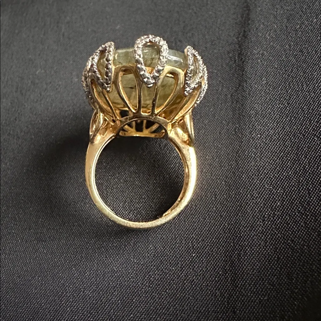 Rarities EUC genuine labradorite ring in 925 stamped sterling w/ vermeil overlay Blue Size 6 - Image 2