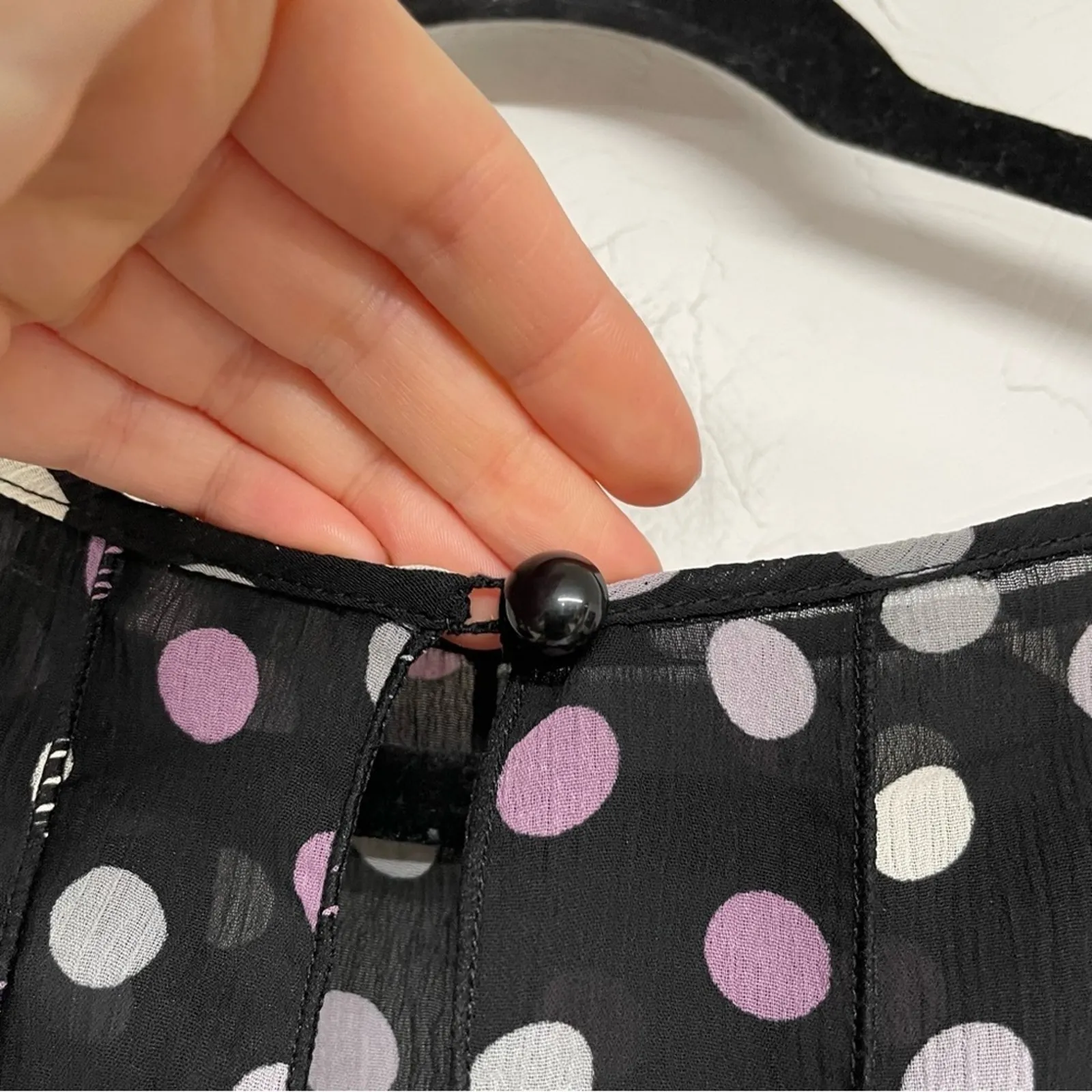 Sandra Darren Black Purple & Grey Polka Dot Pleated Sleeveless Mini Dress 14 - Image 8