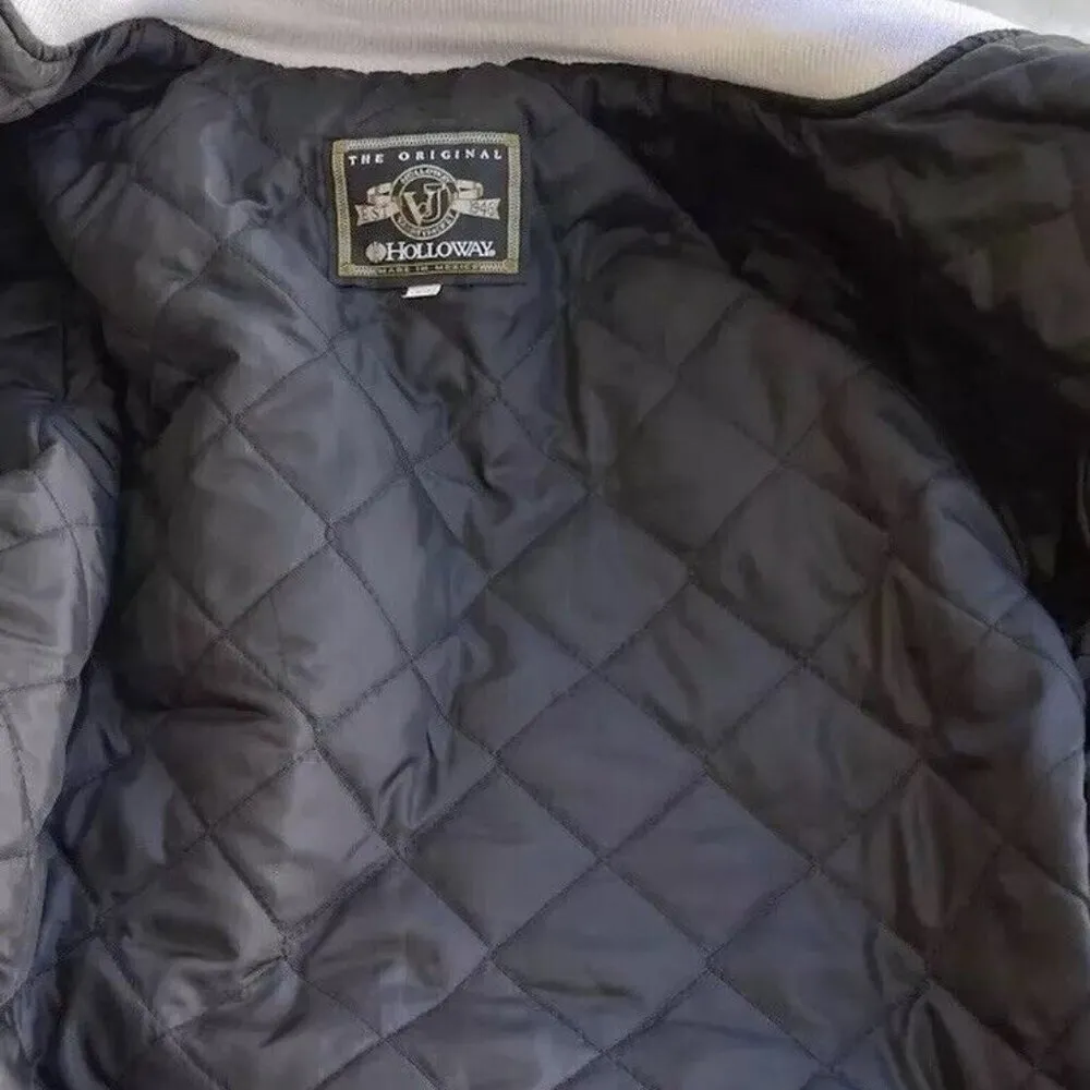 Holloway Varsity Jacket Letterman Urban Black White Wool/Leather Women’s Sz L - Image 15