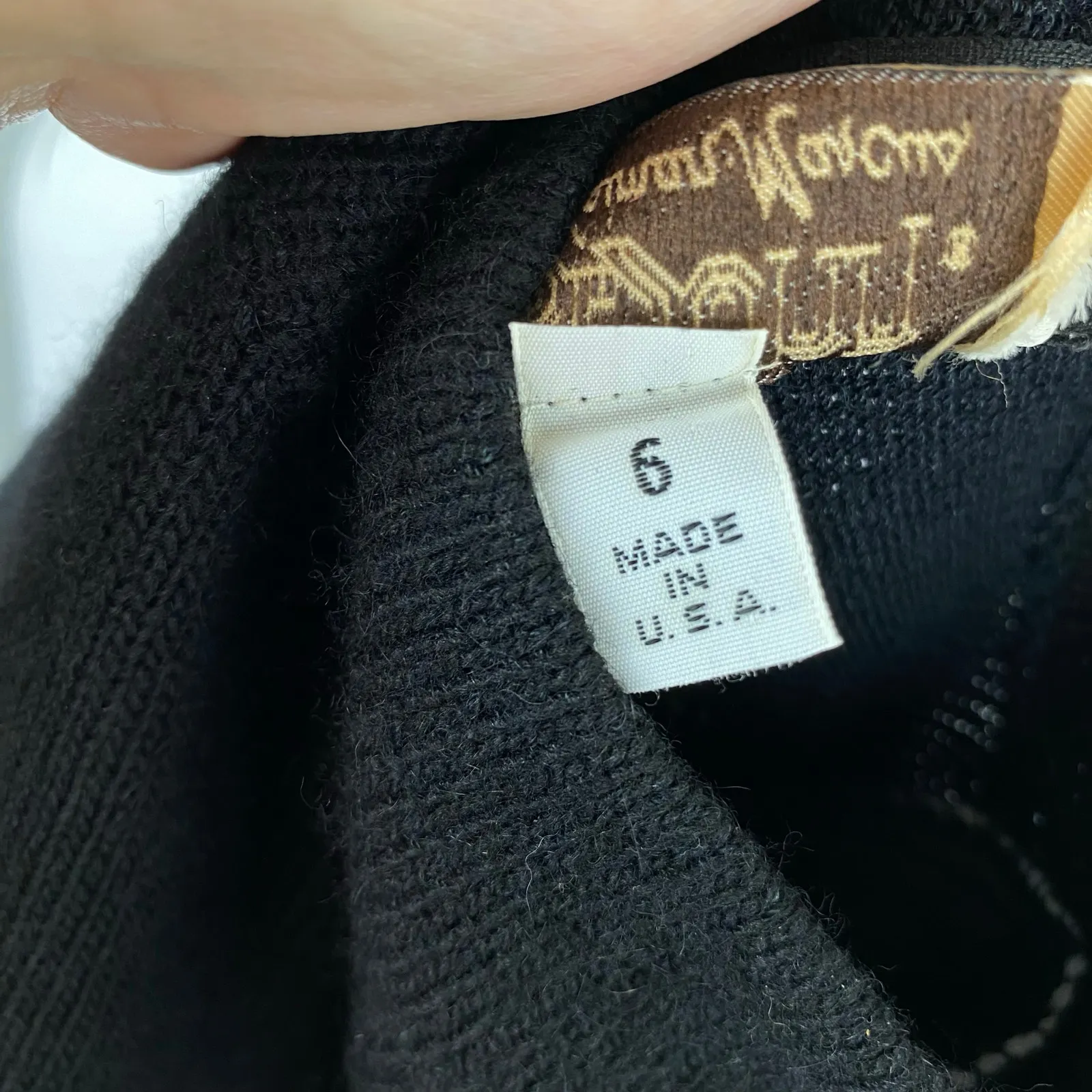 St. John 80s Black High Neck Gathered Waist  Peplum Santana Knit Sweater Size 6 - Image 10