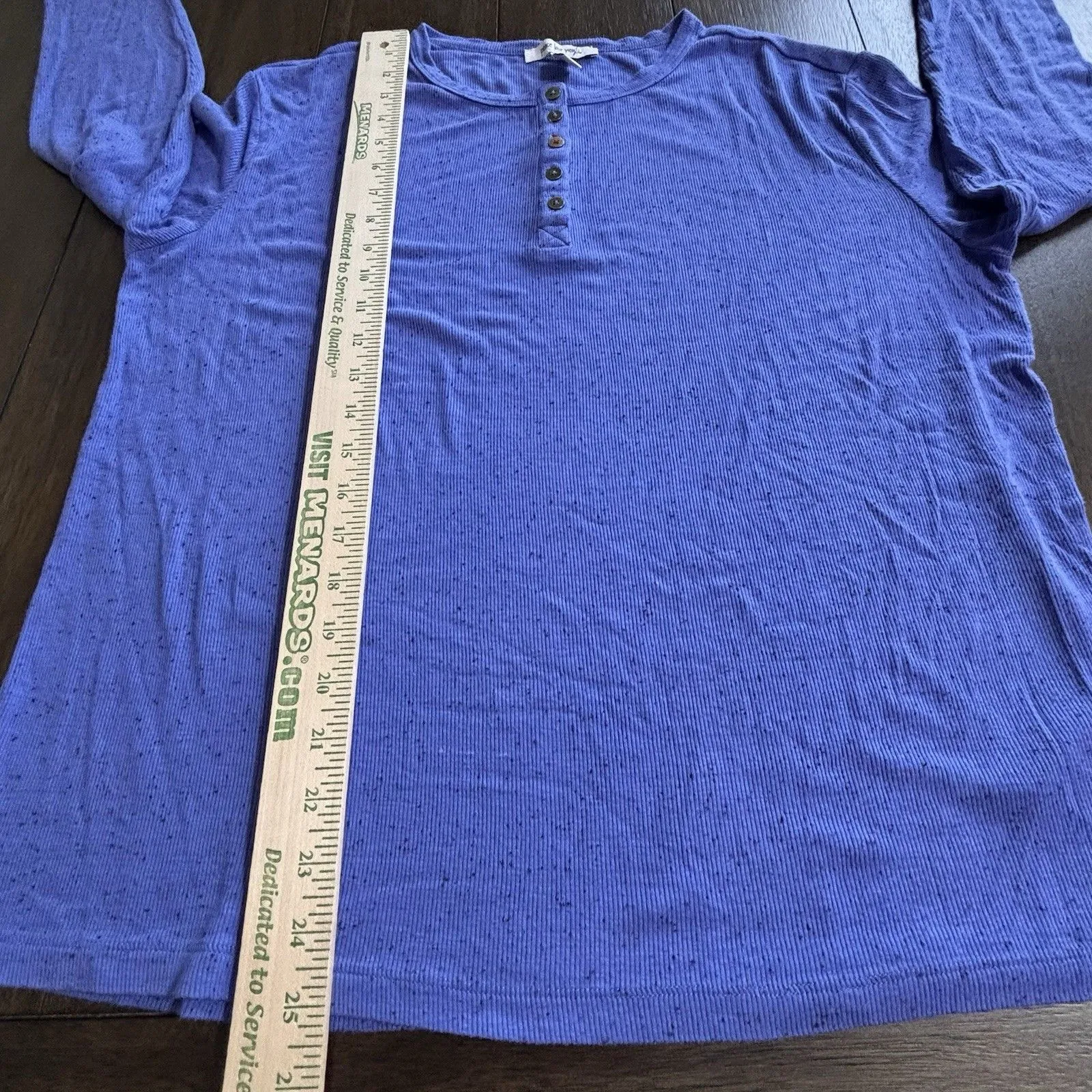 Peace Love World Confetti Rib Knit Henley Baja Blue M A628317 NEW - Image 9