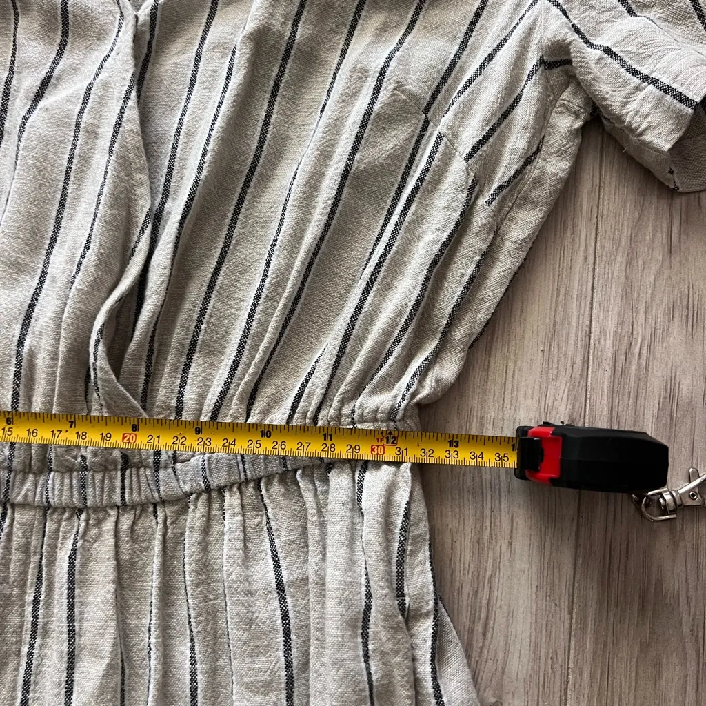 LOFT Striped Linen Blend Short Sleeve Jumpsuit Size Small - Image 5