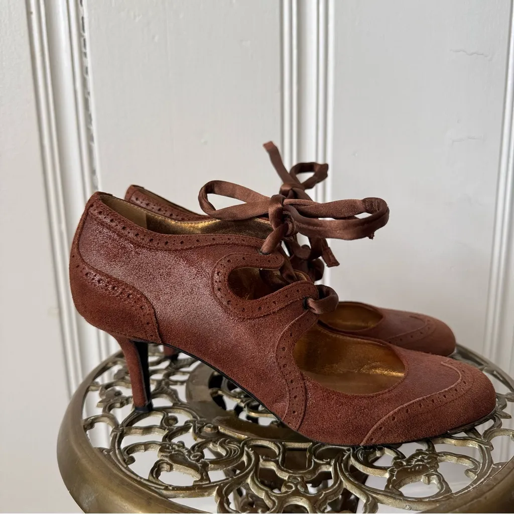 Devi Kroell Italian Leather Mary Jane Heels Brown Size 7 - Image 3