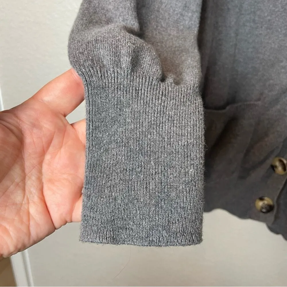 GRACE ELEMENTS Dark Charcoal Gray Button Up Cardigan 5% Cashmere Size L - Image 5