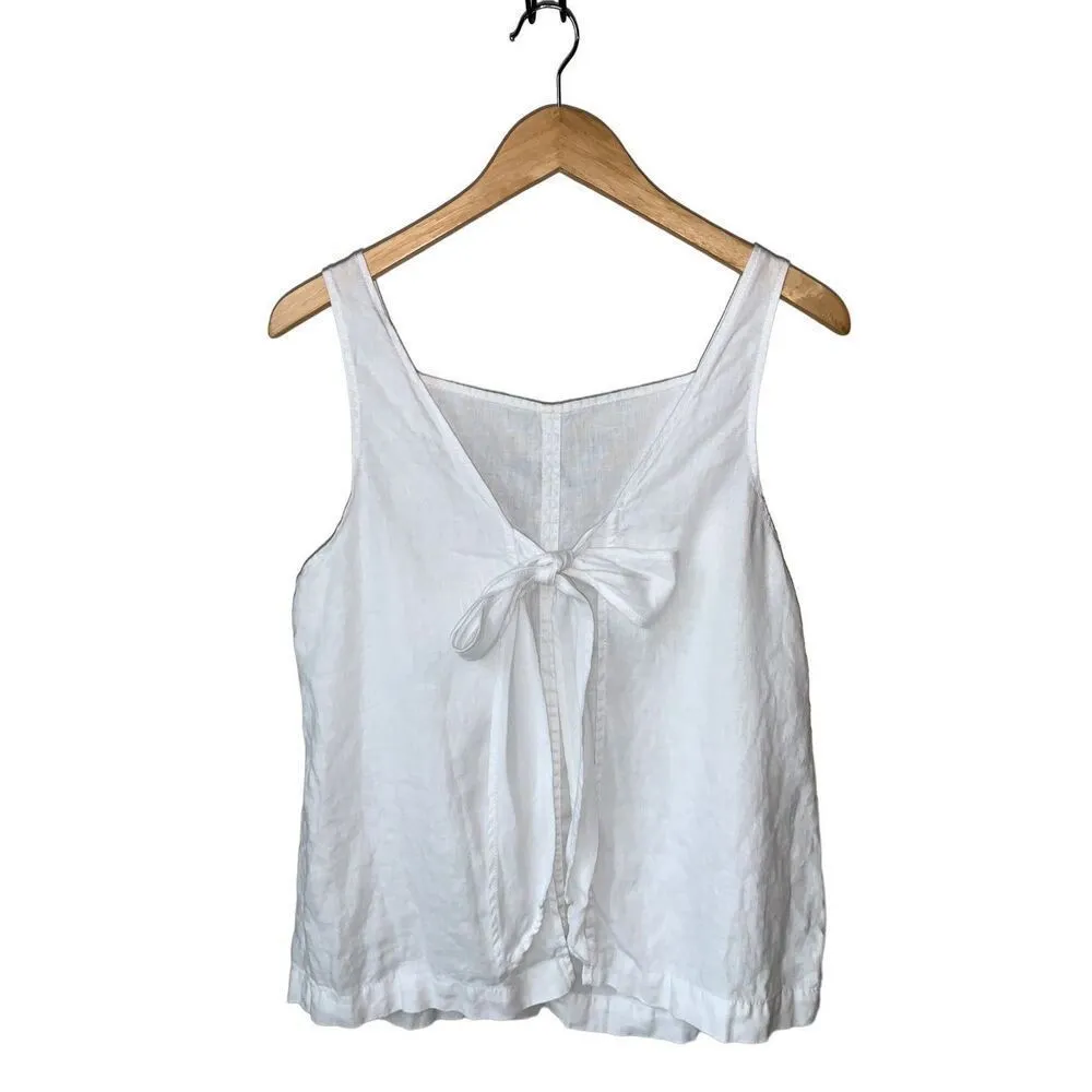 Trina Turk Out of Office White 100% Linen Lanah Open Back Top - Image 5