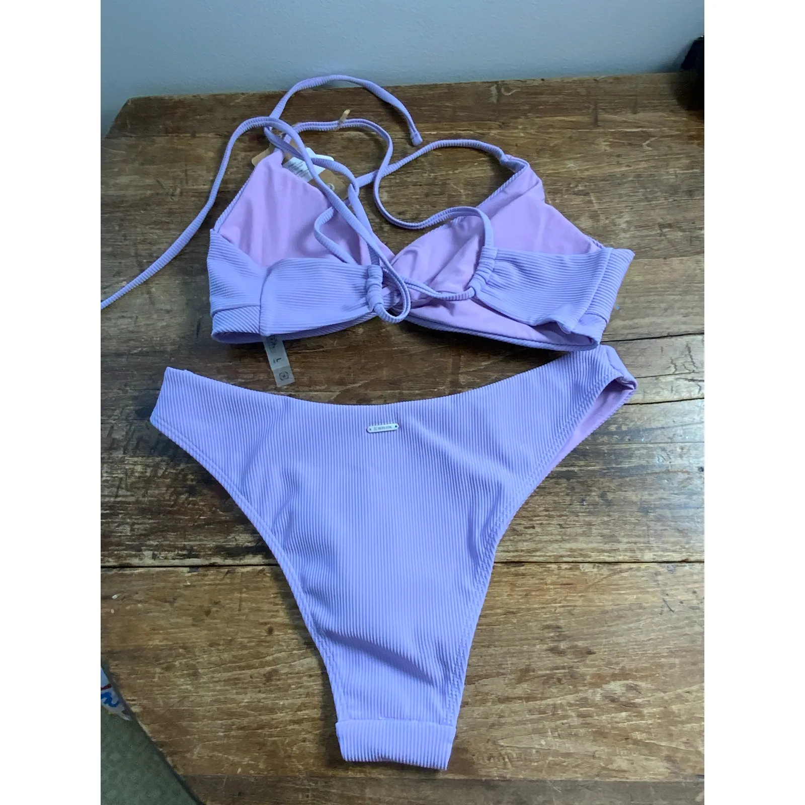 Berlook Purple‎ Twist Backless Bikini NWT size large Purple - Image 8