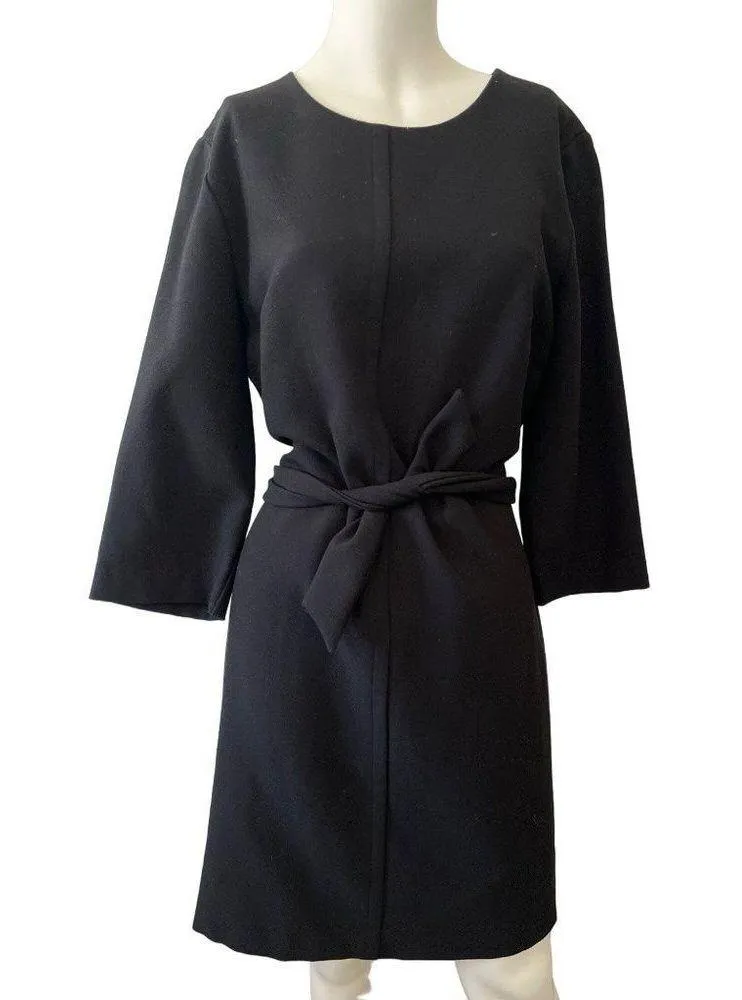 Vince Camuto 3/4 Sleeve Belted  Zippered Back Shift Dress Black Women's Sz 10 - Image 4