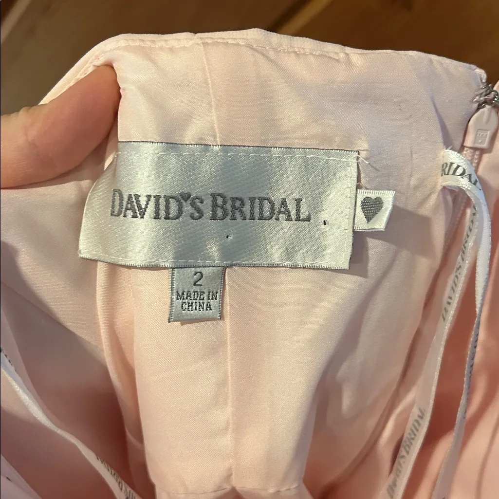 David’s bridal chiffon petal pink strapless pleated F1 style bridesmaid dress - Image 7