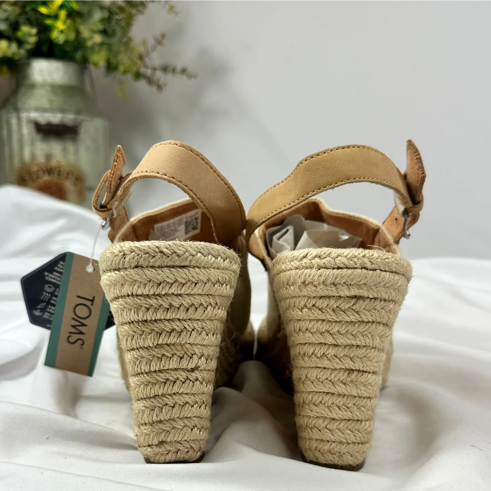 Toms Monica Slingback Platform Wedge Sandals Natural Canvas 9.5 - Image 12