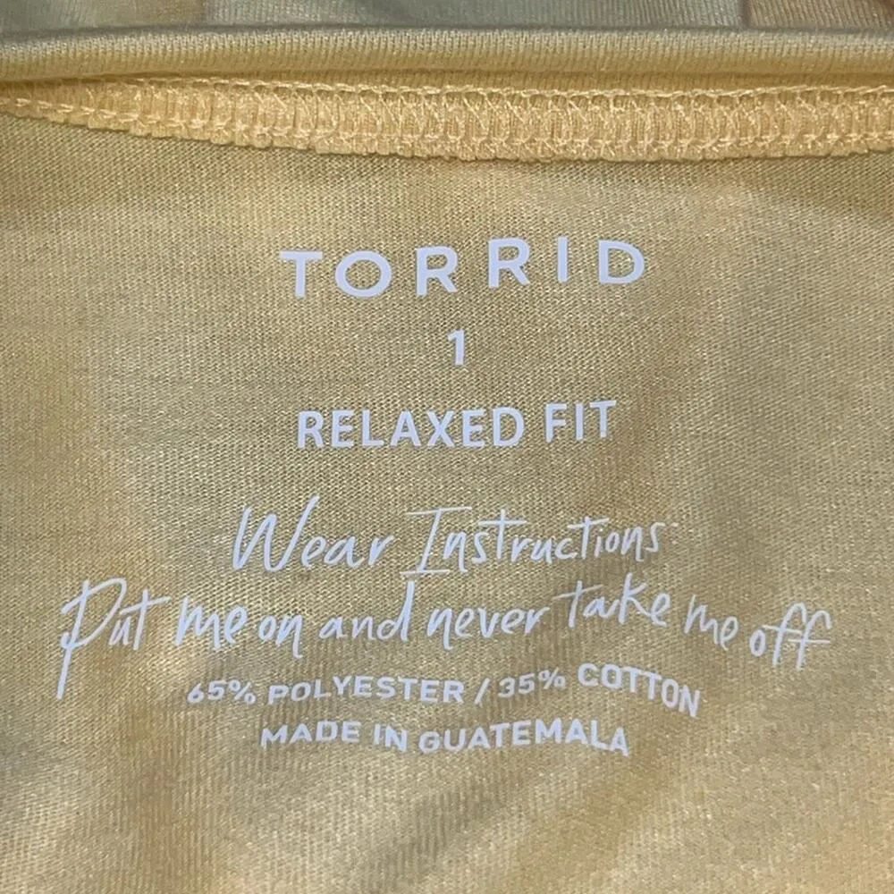 TORRID size 1 (1X) 14/16 yellow summer boxy tee short sleeve relaxed fit new - Image 7
