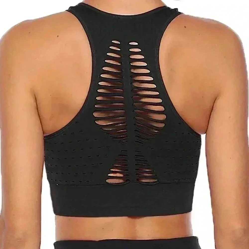 🆕Rene Rofe Seamless Cut Out Black Sport Bra🆕 Size M - Image 3