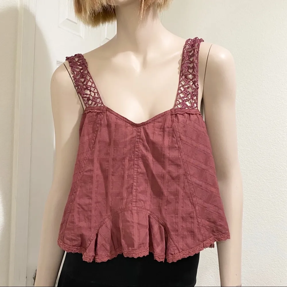 Free People  New Romantics Lace Cord Strap Crop Top - Image 5