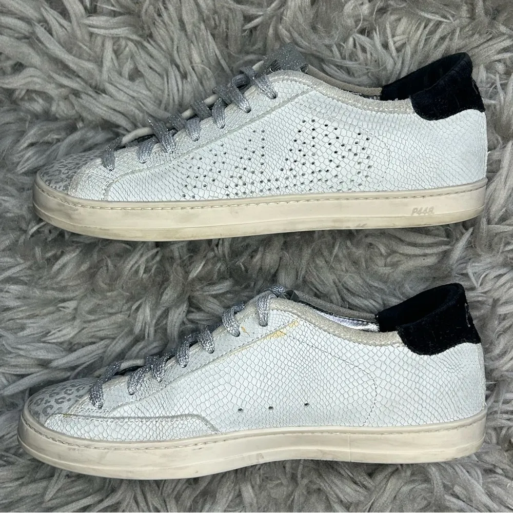 P448 John leopard print lace up distressed sneakers women’s shoe size 7 - Image 7