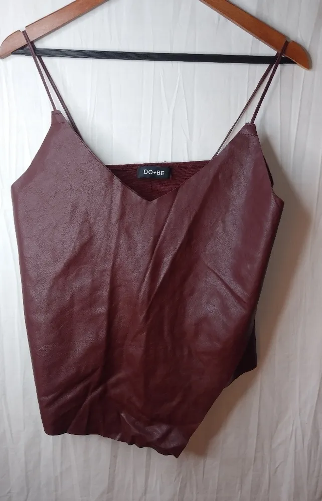 Do+Be M Maroon Leather Biker Flap Top - Image 2