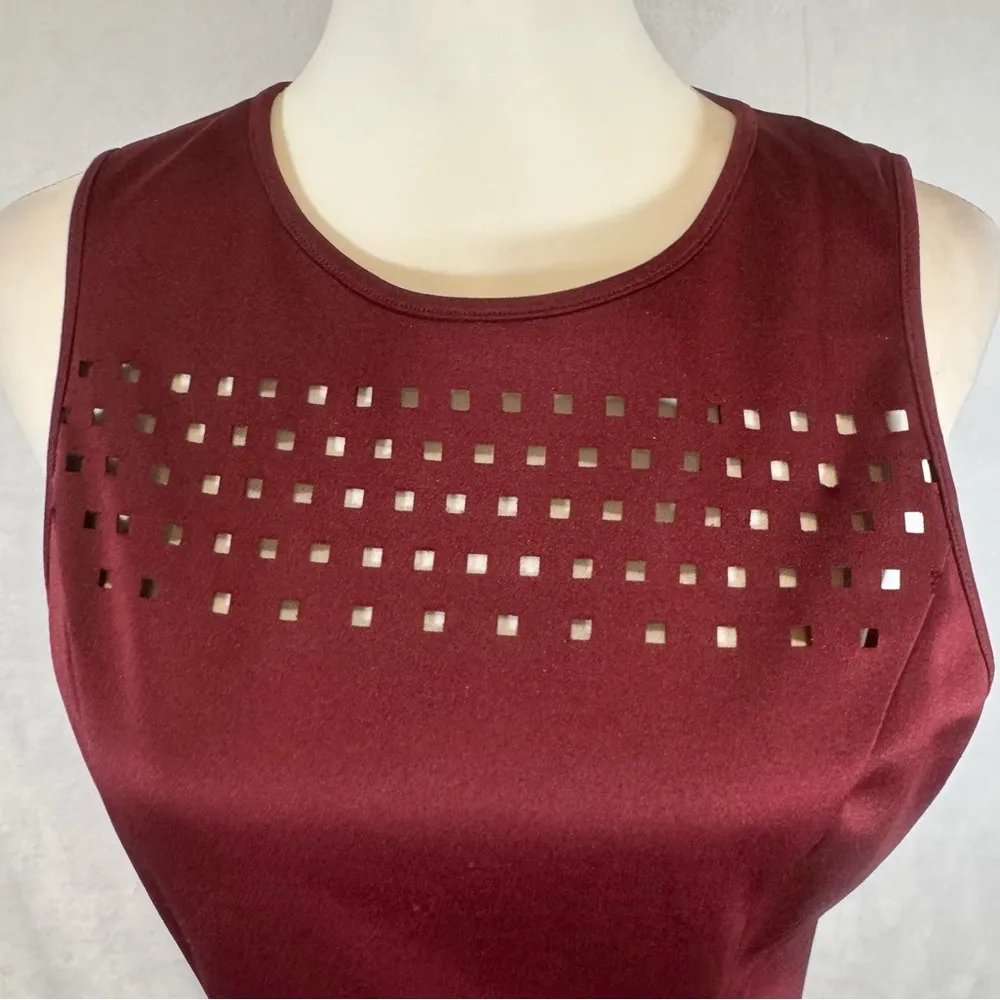 Burgundy wine laser cutout aline dress size medium - Image 2