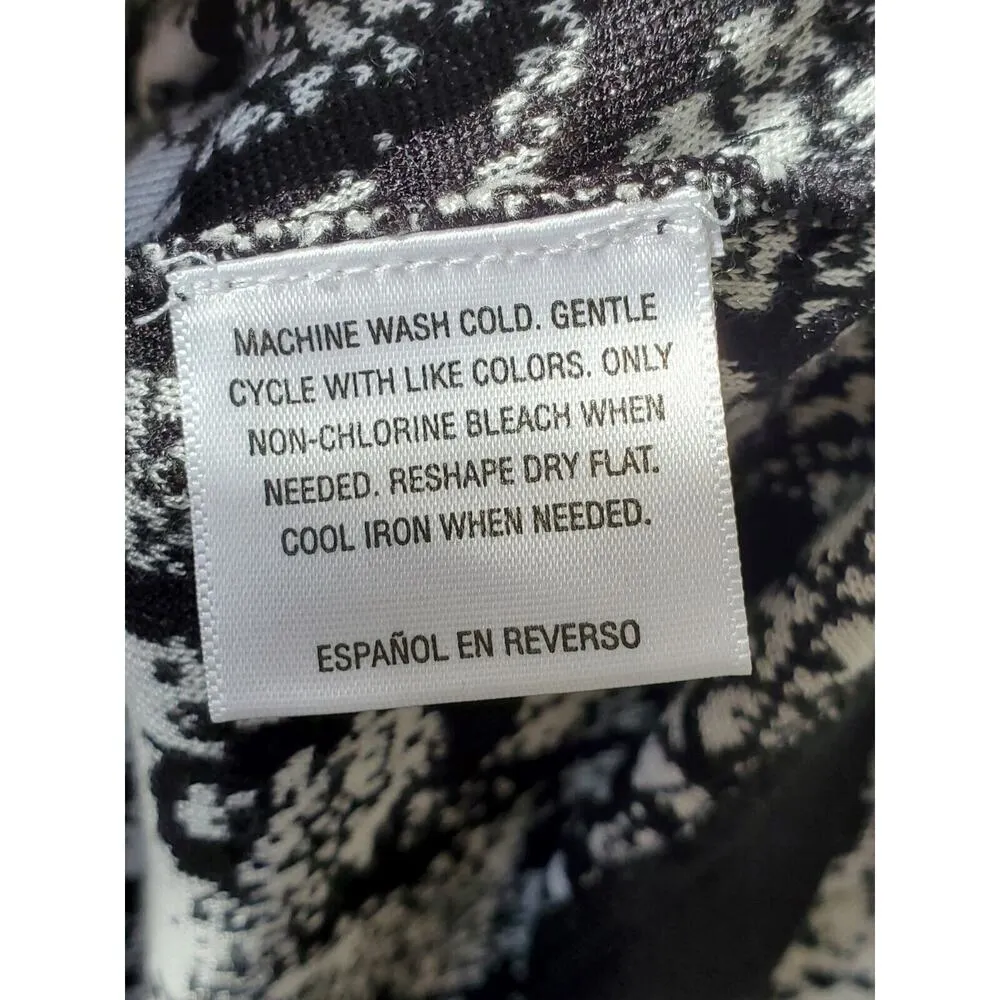 Style&Co. White & Black Rayon Round Neck Long Sleeve Knee Length Sweater Dress S - Image 12