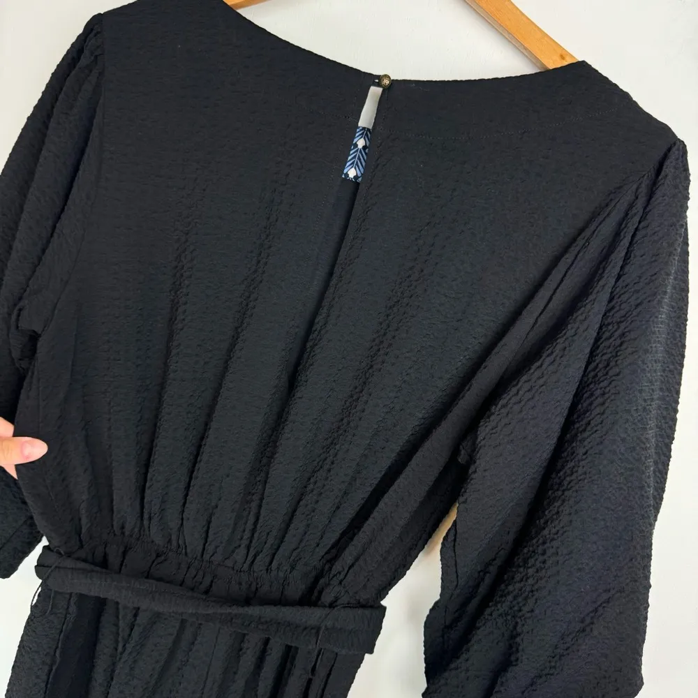 Anthropologie Balloon Puff Sleeve Romper Sz Small Black Tie Belted Waist - Image 13