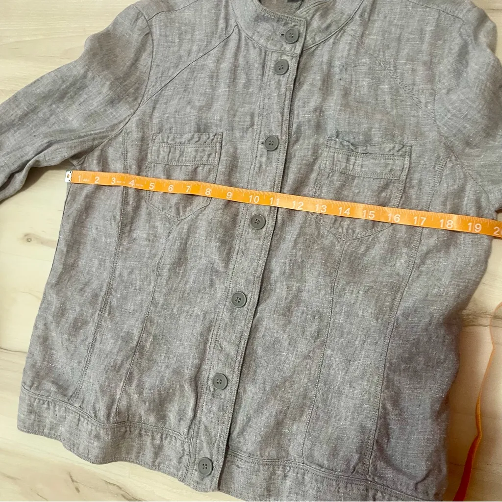 Christopher & Banks 100% Linen Jacket Button Down Shirt Size Large Preppy - Image 13