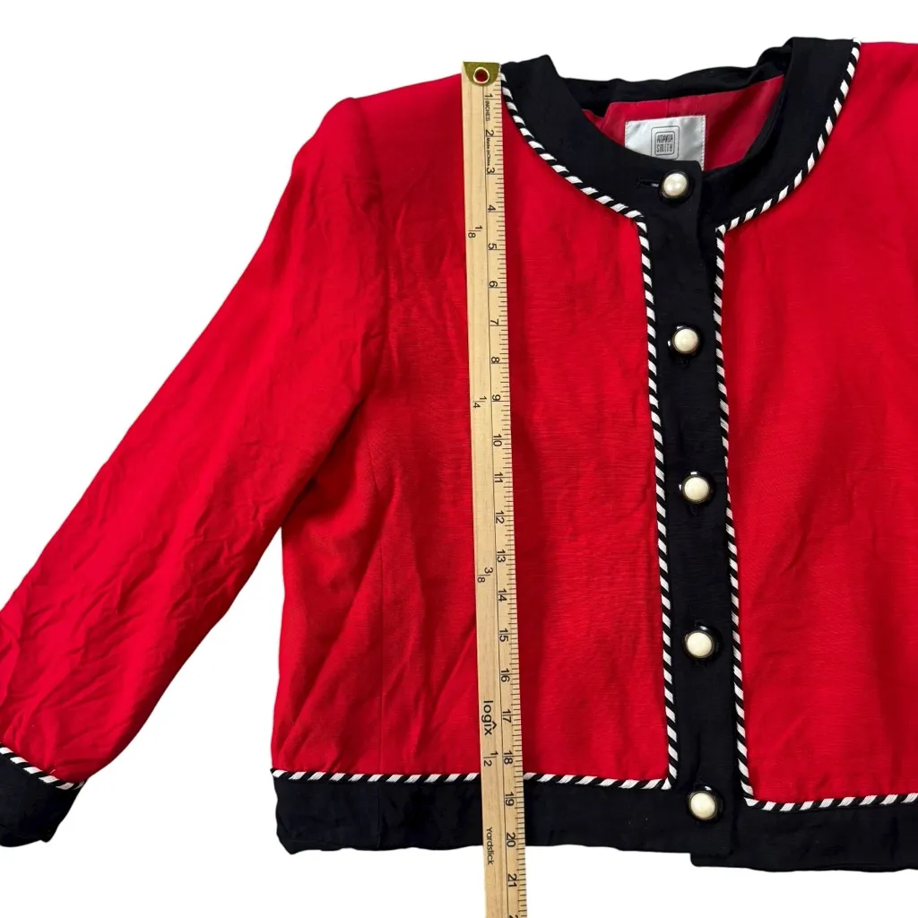 Amanda Smith Women’s Vintage Red & Black Button Blazer Size 16 Petite 100% Rayon - Image 6