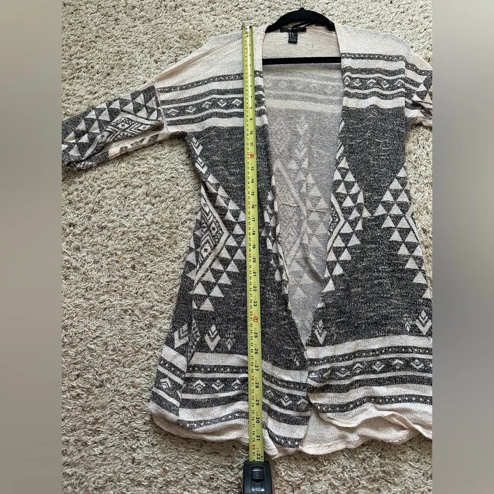 Forever 21 Open Front Cardigan Womens Size Medium Aztec Print Southwestern - Image 5