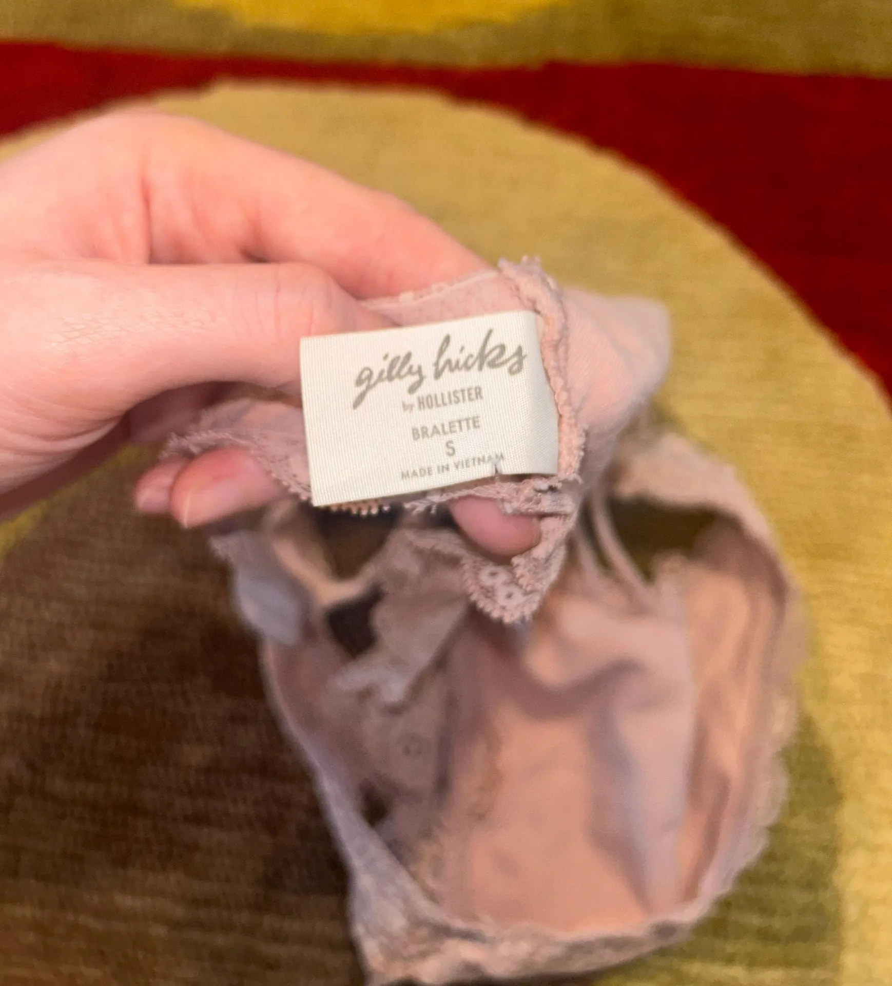 Hollister Light Pink Floral Lace Halter Bralette Back Closure Small - Image 3